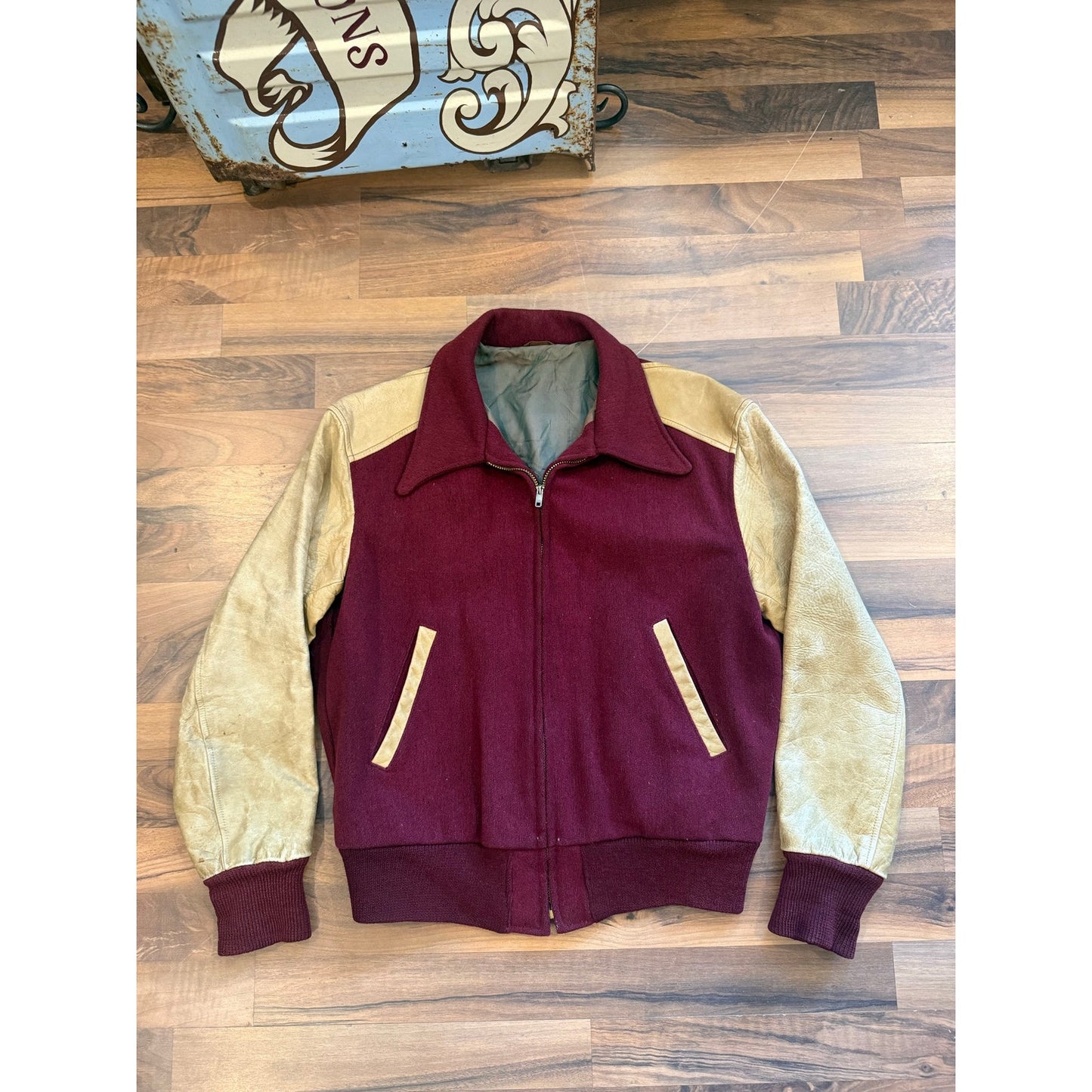 1950s Holts Maroon Letterman Jacket Size Large