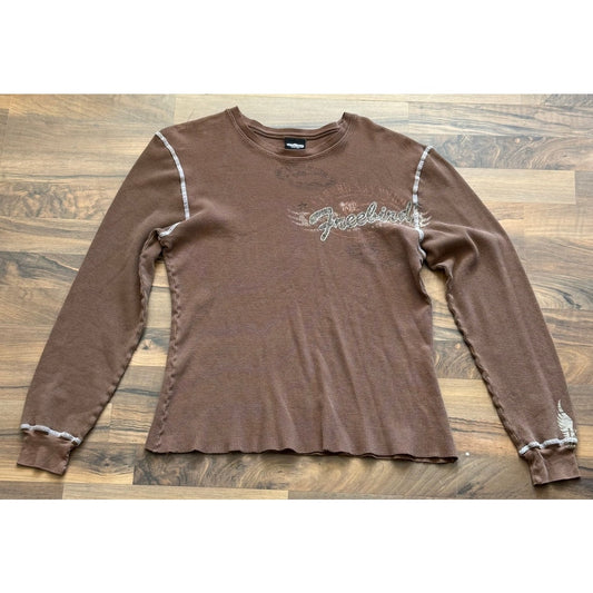 Y2K Freebird Waffle Knit Thermal size Small