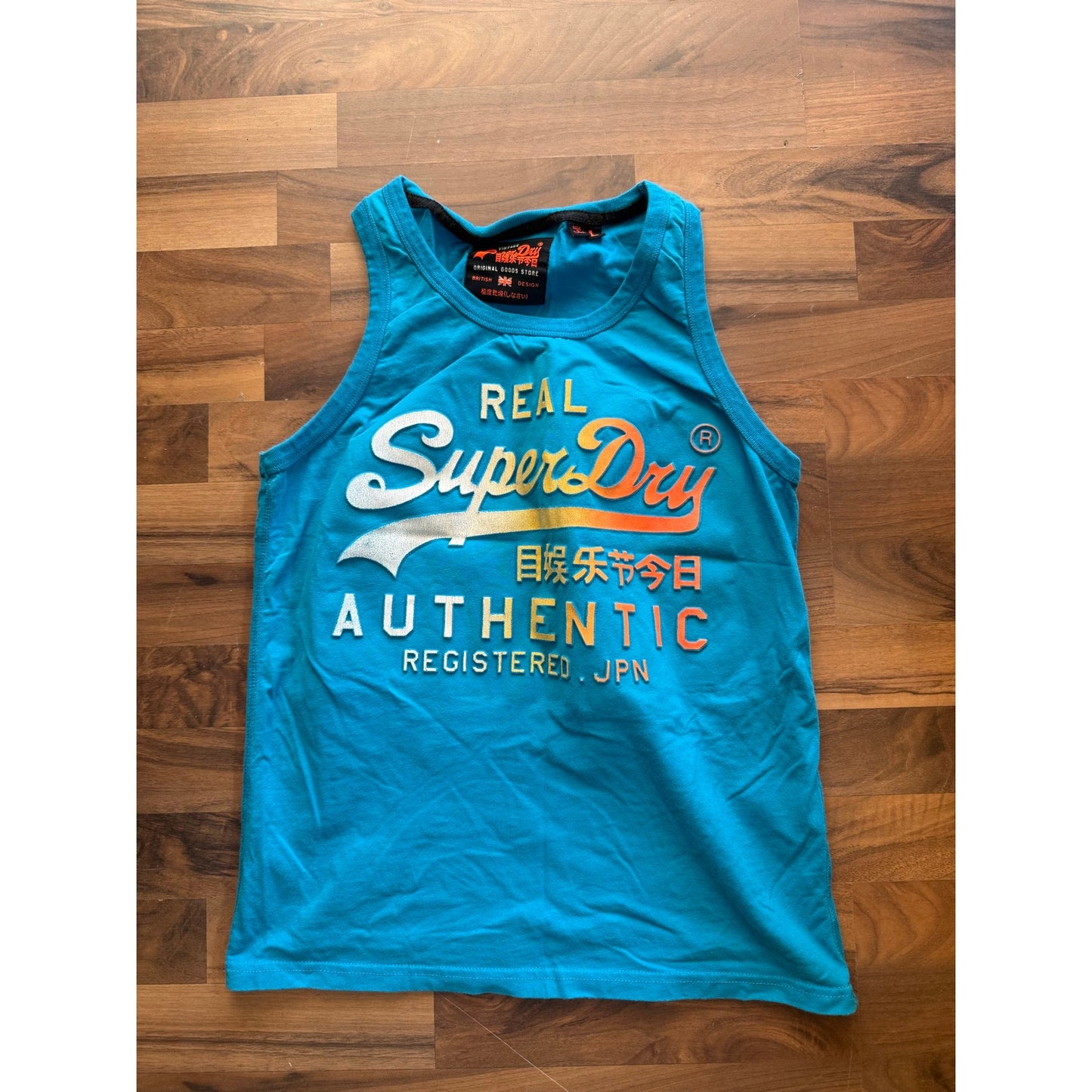 Superdry Vintage Faded Raised Lettering Tank Top Size Large