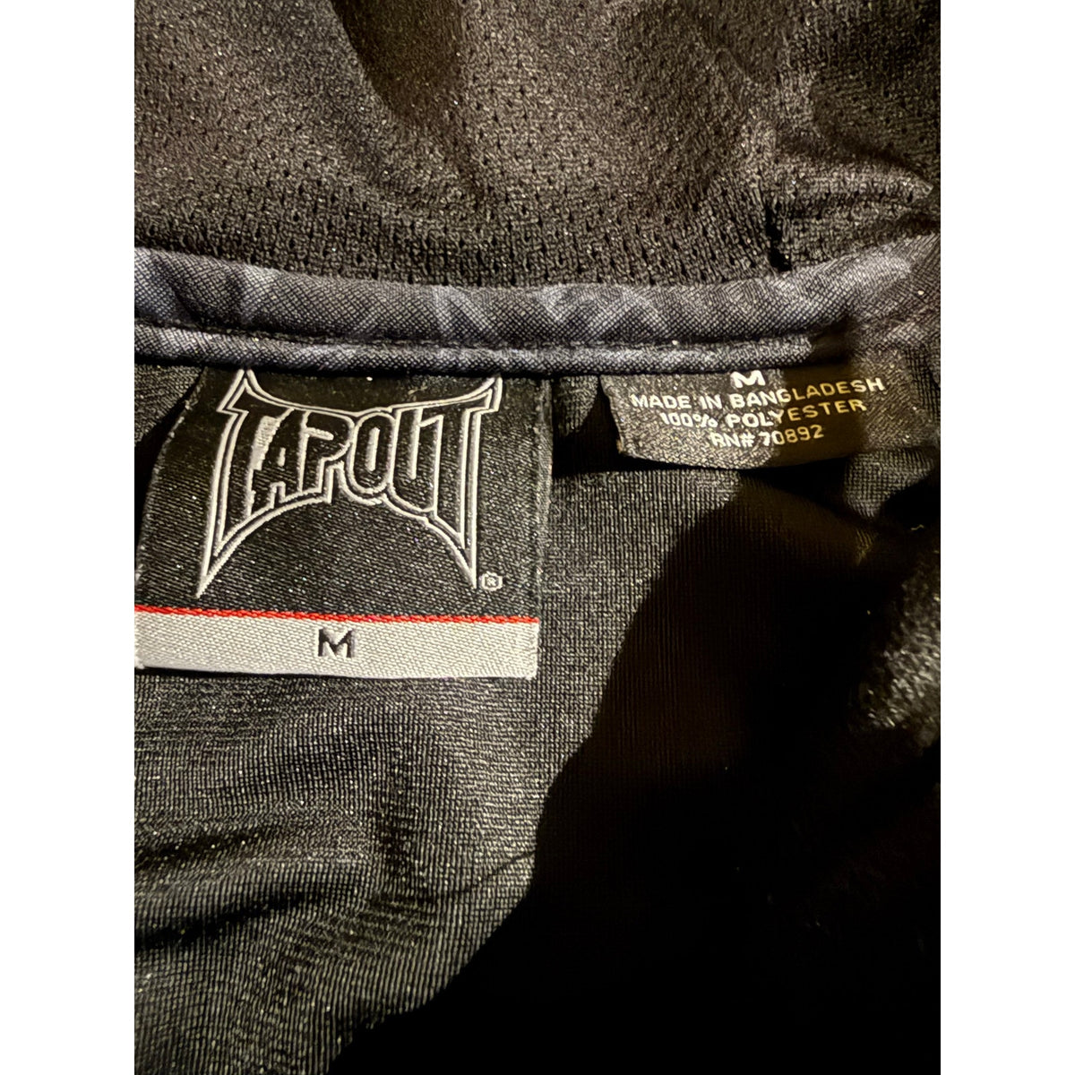 Tapout Black Full zip hoodie tonal graphics Size M