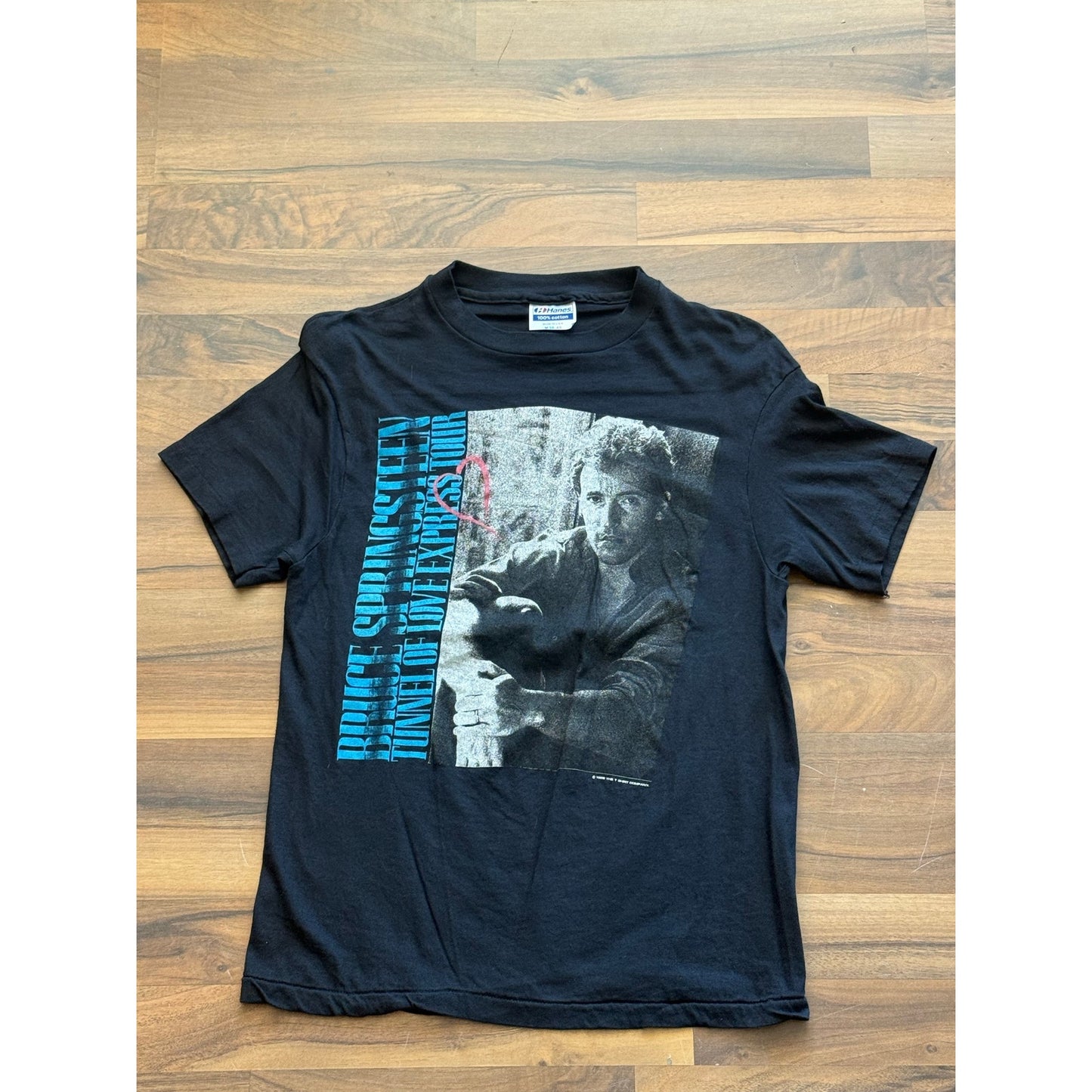 1988 Bruce Springsteen Blue Font Size Medium