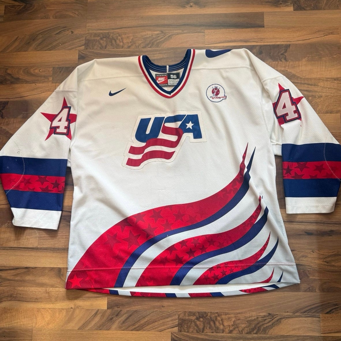 Nike Usa game used hockey jersey with fight strap size 3xl