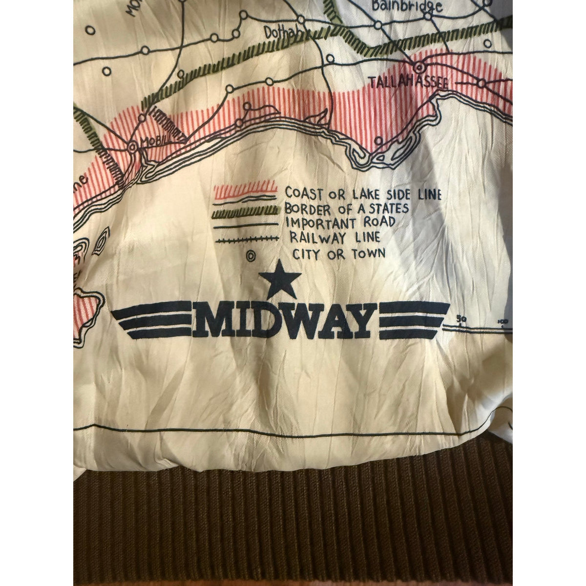 Midway Replica flight Jacket with escape map Lining Size XL