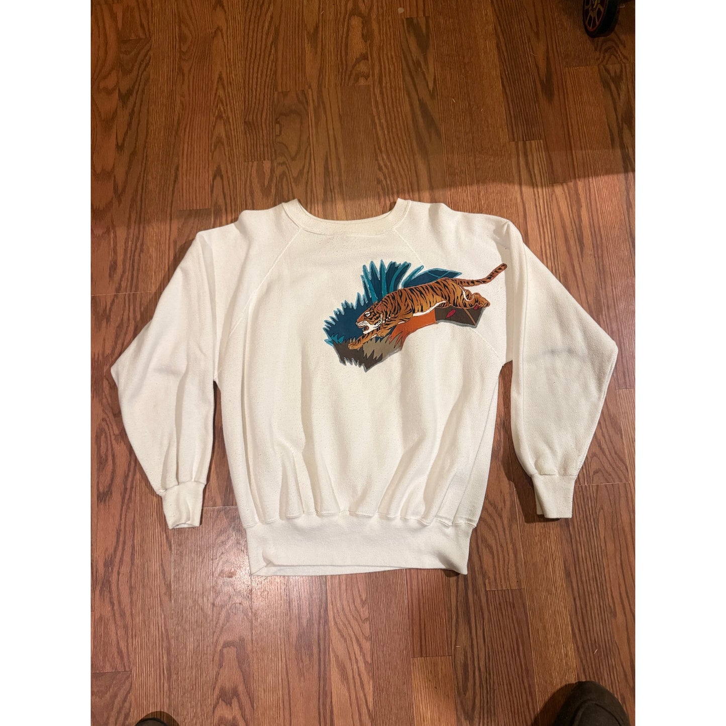 Vintage JERZEES Tiger Crewneck Sweatshirt Signed 89 Size XL